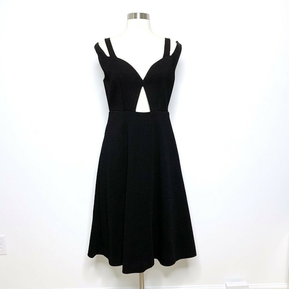 Carven Women's Dress Size 38 US 6 Black Cutout Cold Shoulder‎ Knee Length